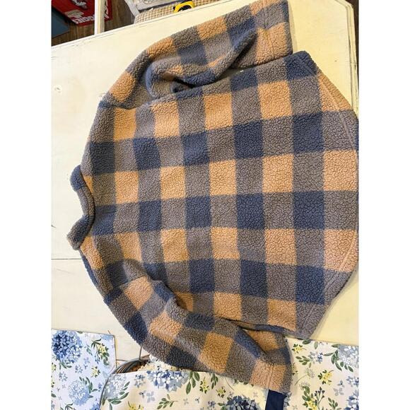 Koolaburra by Ugg Womens Blue/Tan Plaid Sherpa Button up Sweater Jacket Size Lg - Picture 4 of 4